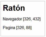 Información que se muestra para los eventos del ratón
