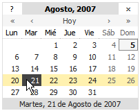 Aspecto mejorado del calendario JavaScript